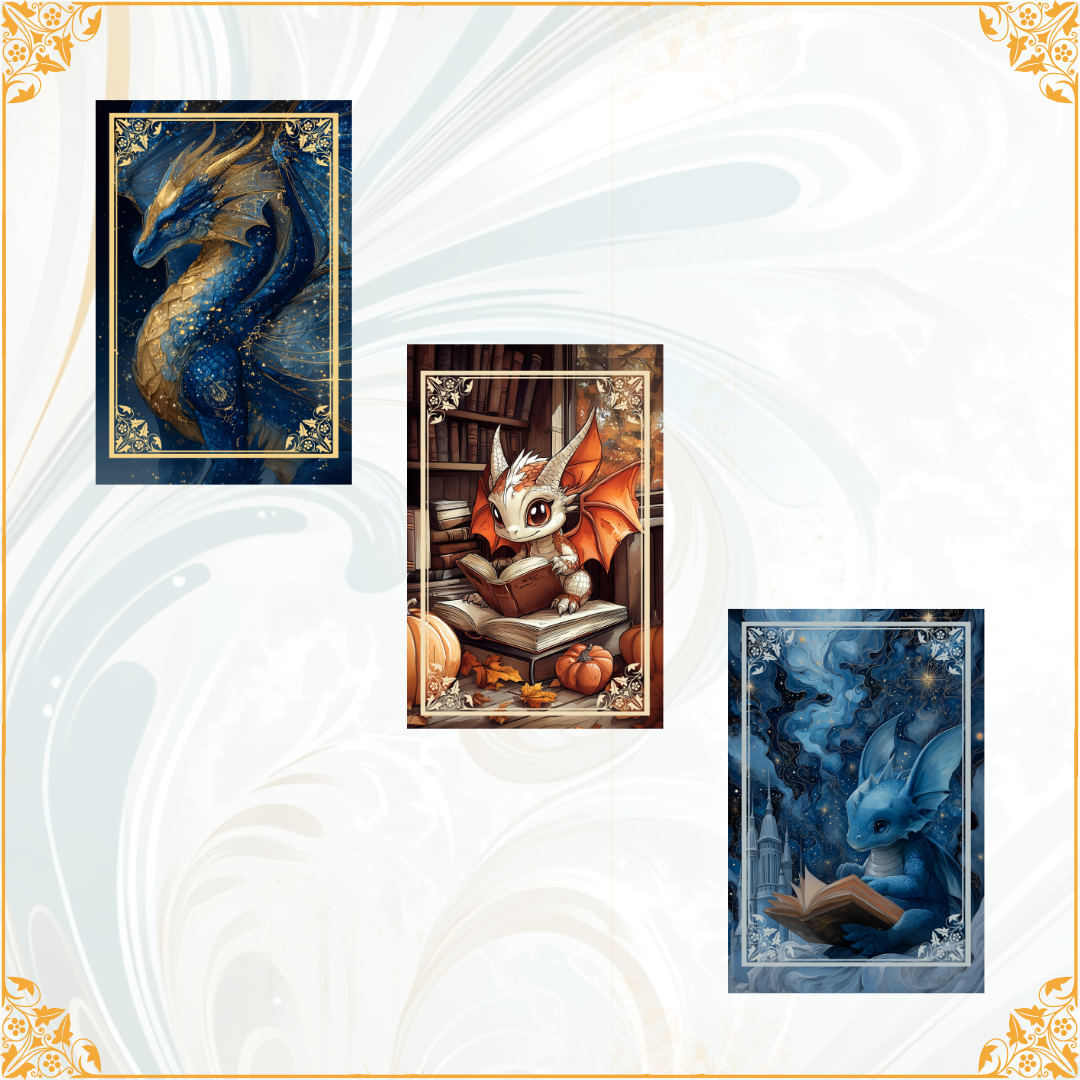 Book Dragon - Set of 3 magnets