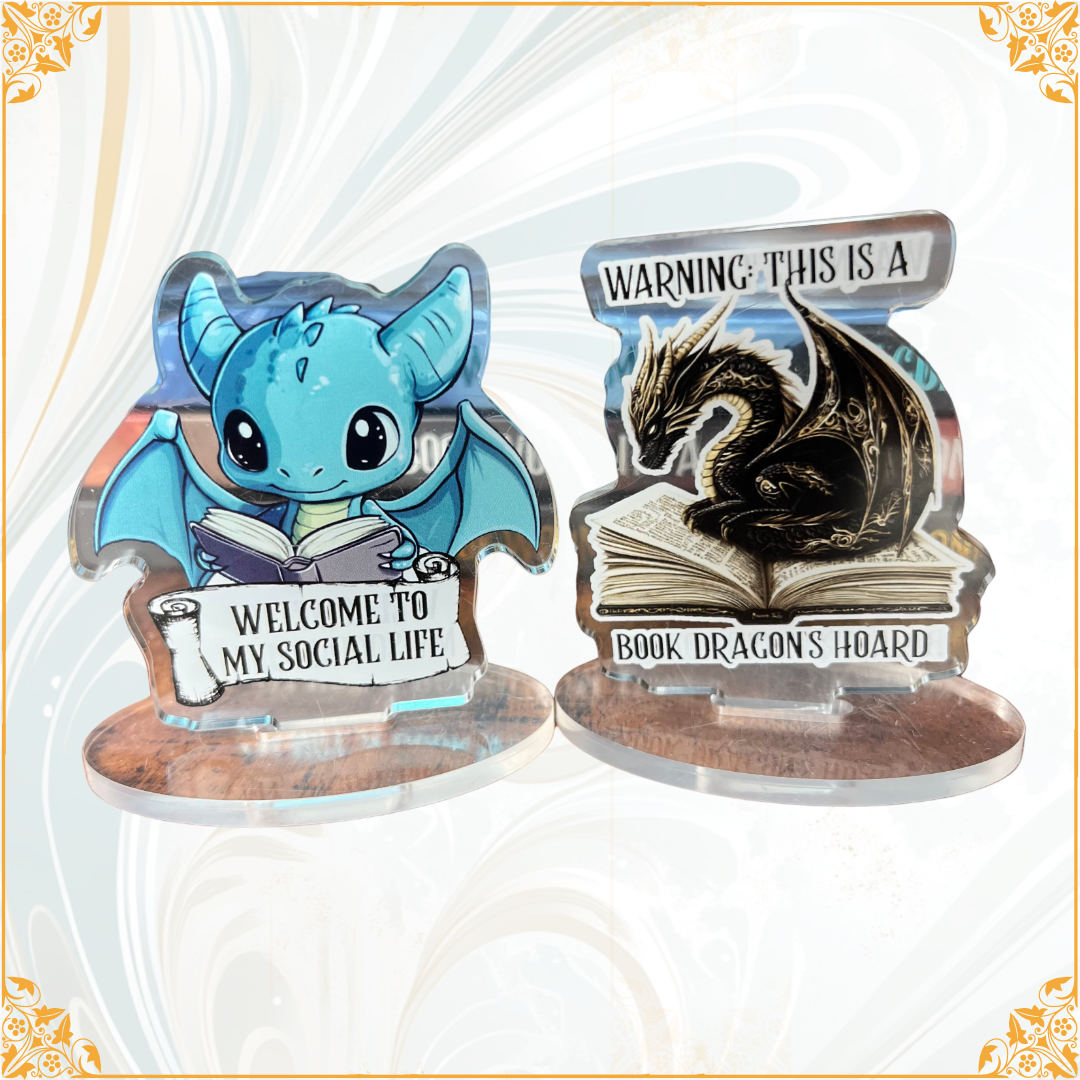 Set of 2 book dragon standees