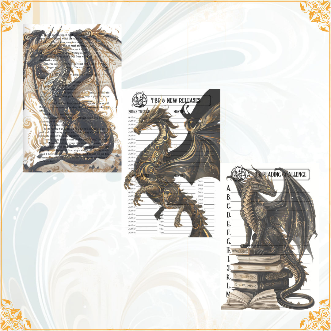 Set of 3 book dragon vellum inserts