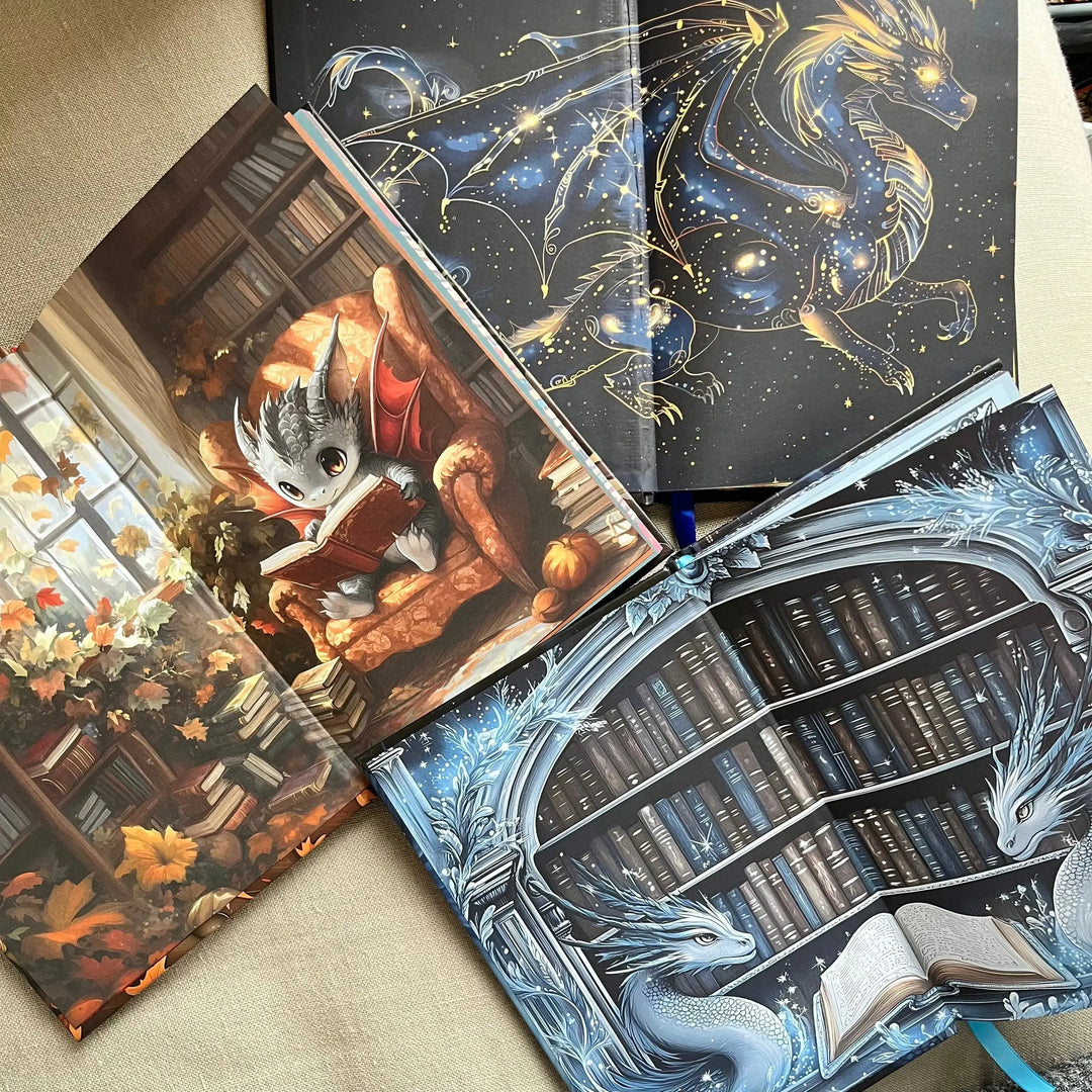 book journal book dragon set open pages