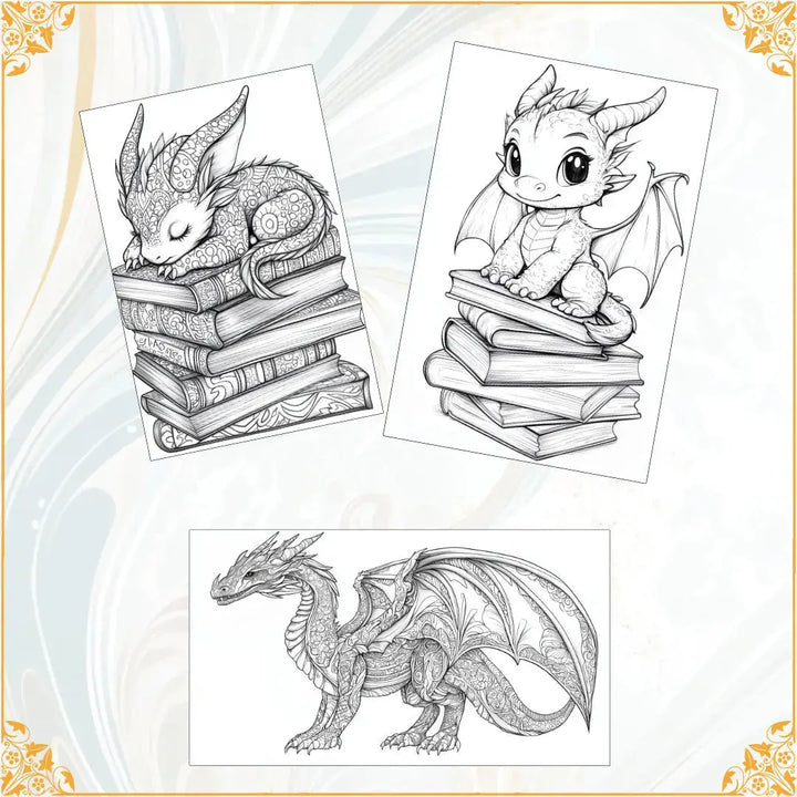 Book dragon - Set of 3 colouring pages Celine Jeanjean Books