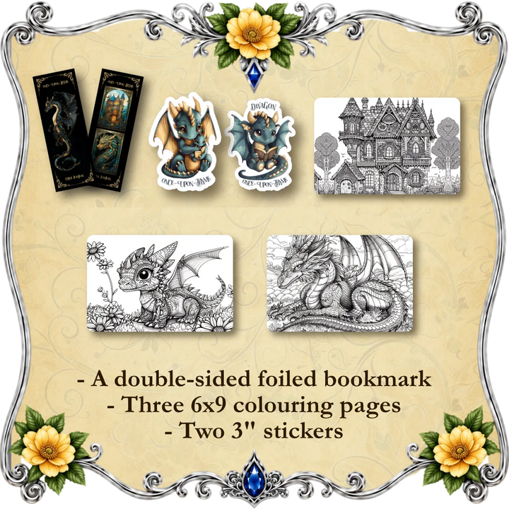Stickers, bookmark &amp; 3x Colouring Pages